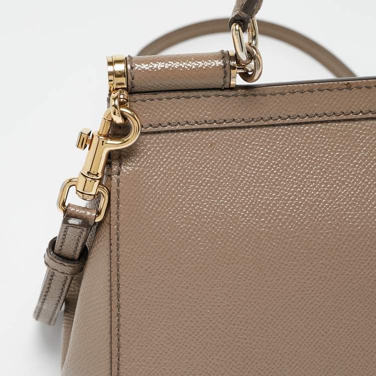 Pre Owned Dolce & Gabbana Brown Leather Small Miss Sicily Top Handle Bag