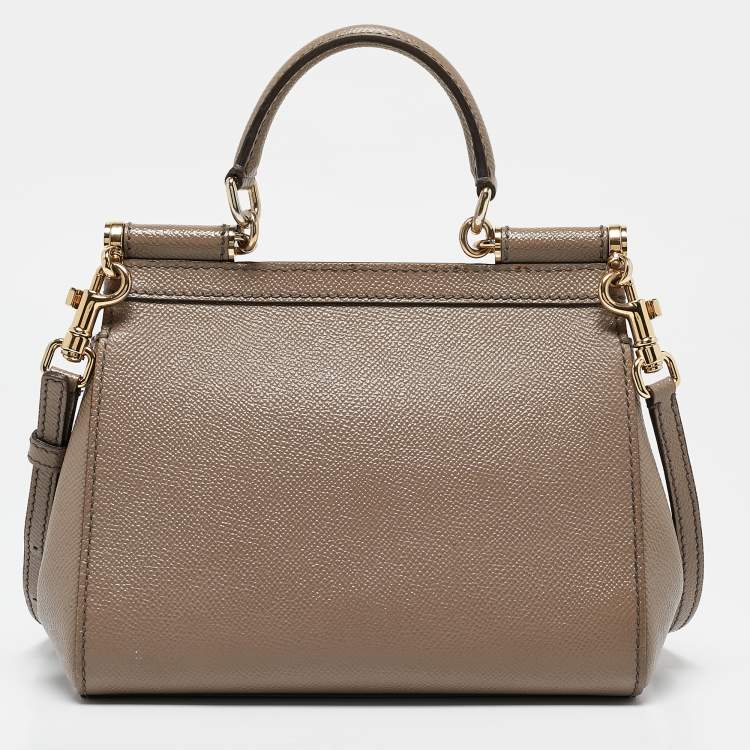 Pre Owned Dolce & Gabbana Brown Leather Small Miss Sicily Top Handle Bag