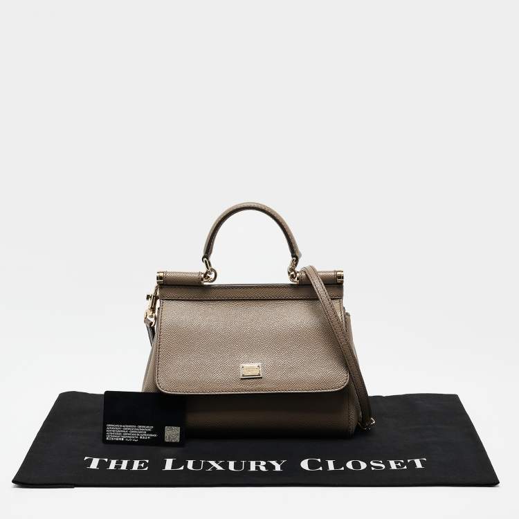 Pre Owned Dolce & Gabbana Brown Leather Small Miss Sicily Top Handle Bag