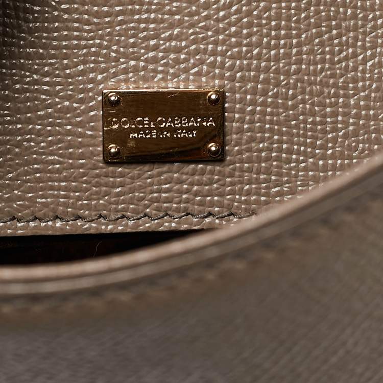 Pre Owned Dolce & Gabbana Brown Leather Small Miss Sicily Top Handle Bag