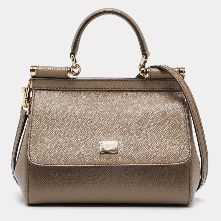 Pre Owned Dolce & Gabbana Brown Leather Small Miss Sicily Top Handle Bag