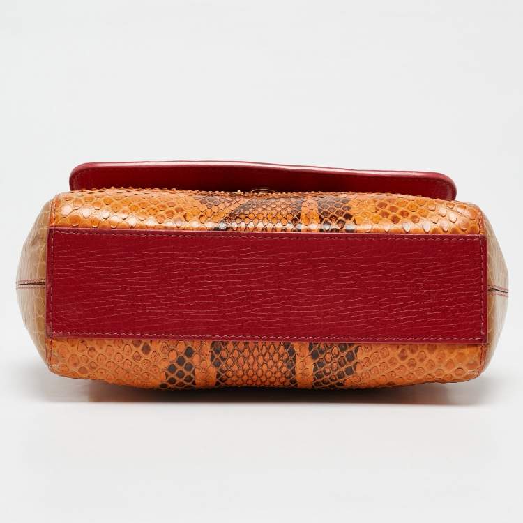 Pre Owned Dolce & Gabbana Multicolor Python, Croc and Leather Small Miss Sicily Top Handle Bag