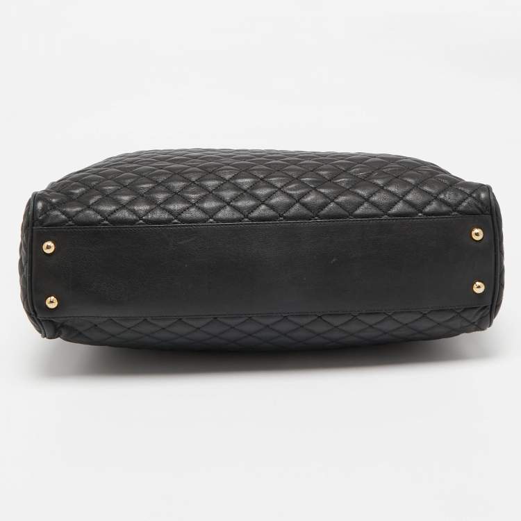 Pre Owned Dolce & Gabbana Black Quilted Leather Chain Shopper Tote