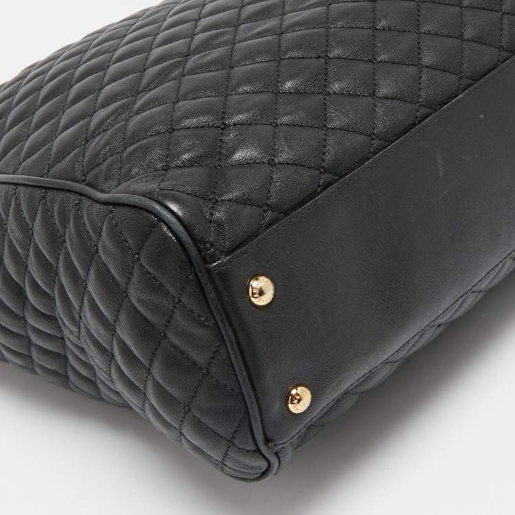 Pre Owned Dolce & Gabbana Black Quilted Leather Chain Shopper Tote