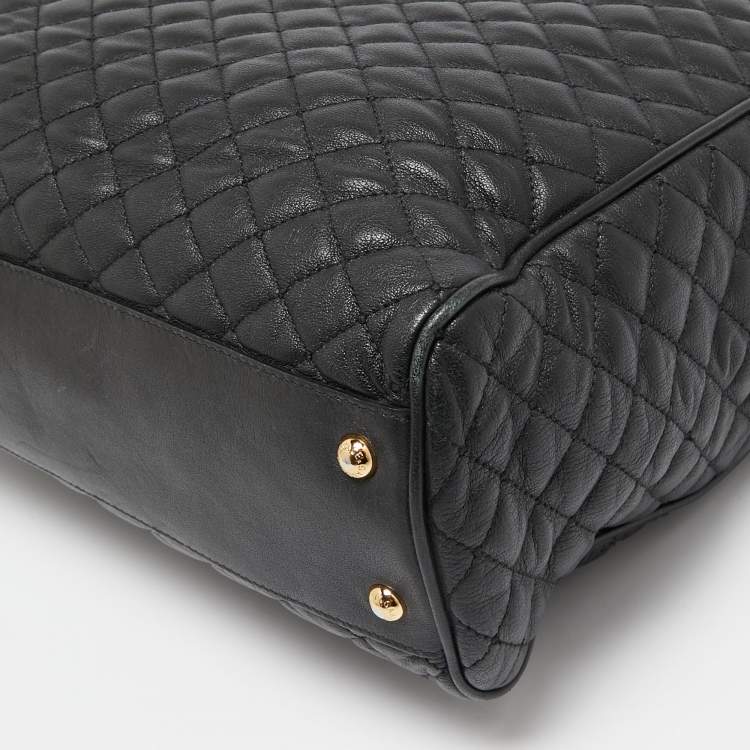 Pre Owned Dolce & Gabbana Black Quilted Leather Chain Shopper Tote