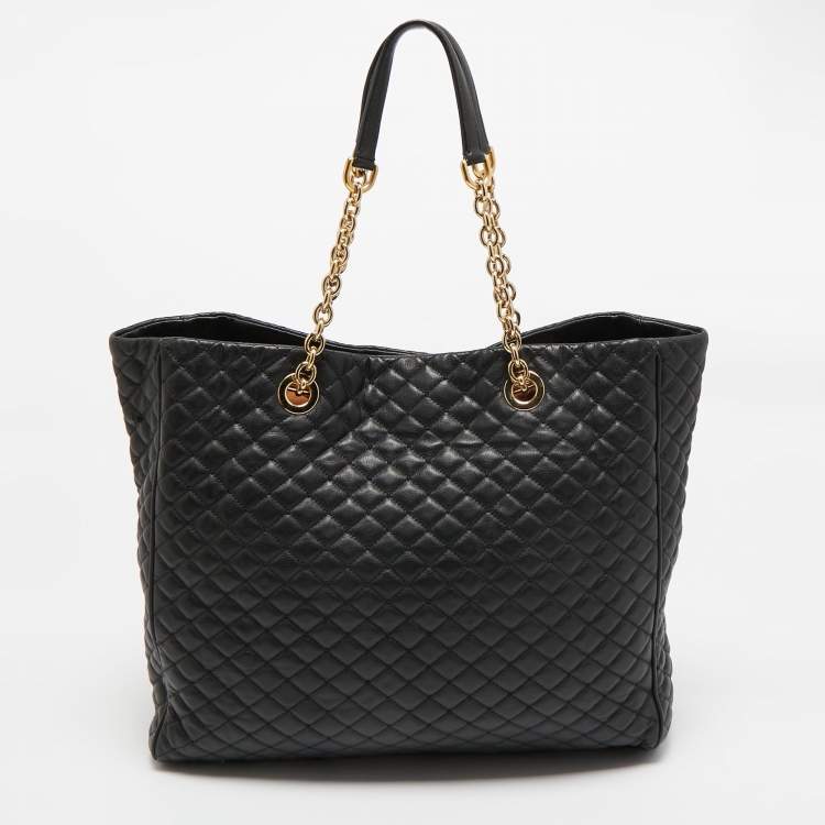 Pre Owned Dolce & Gabbana Black Quilted Leather Chain Shopper Tote