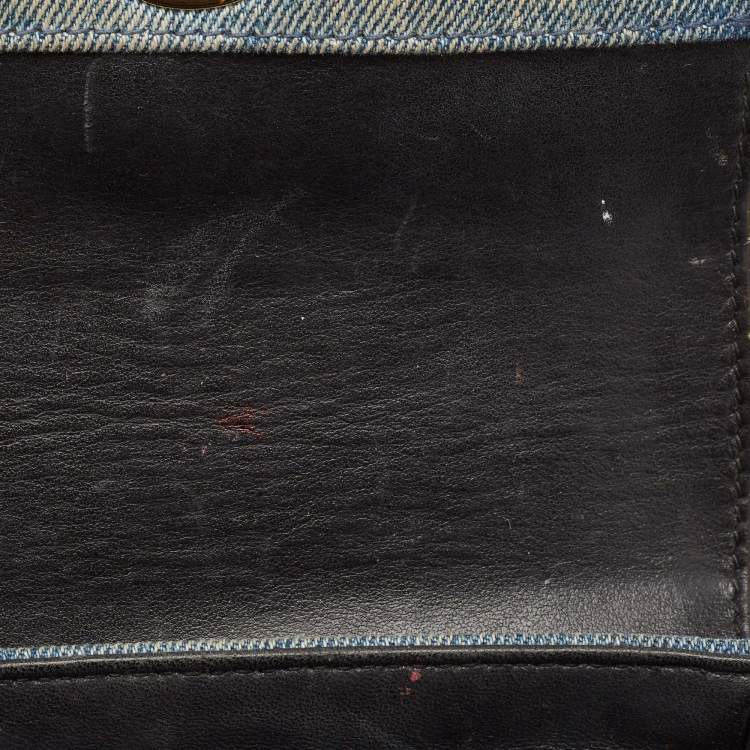 Pre Owned Dolce & Gabbana Blue Denim Mini Embellished Lucia Shoulder Bag
