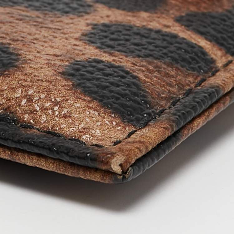 Pre Owned Dolce & Gabbana Brown Leopard Print Coated Canvas Logo Card Holder