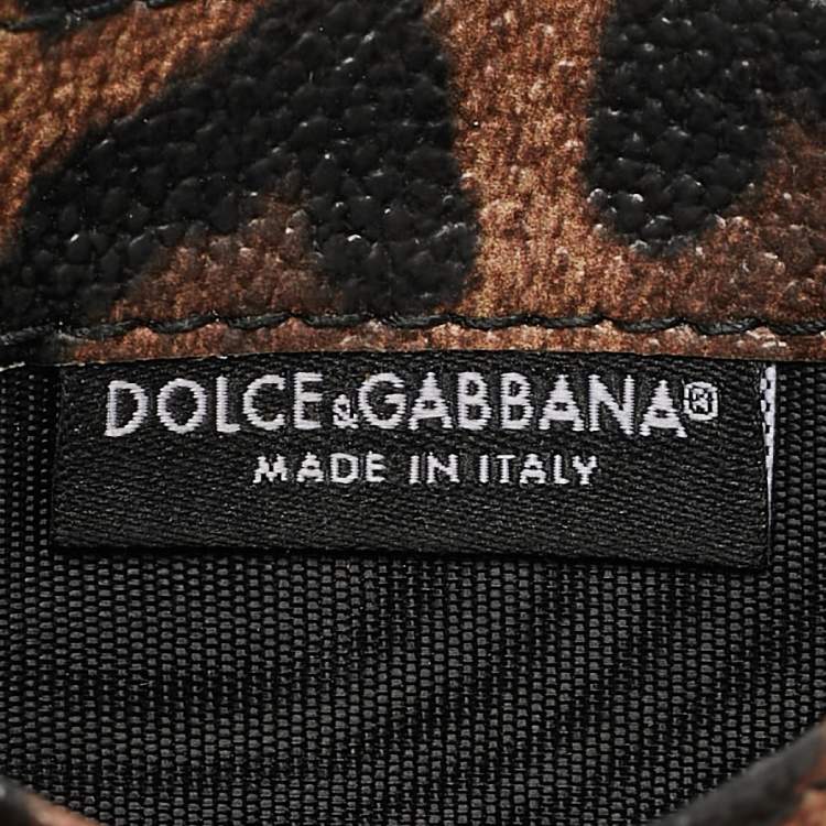 Pre Owned Dolce & Gabbana Brown Leopard Print Coated Canvas Logo Card Holder