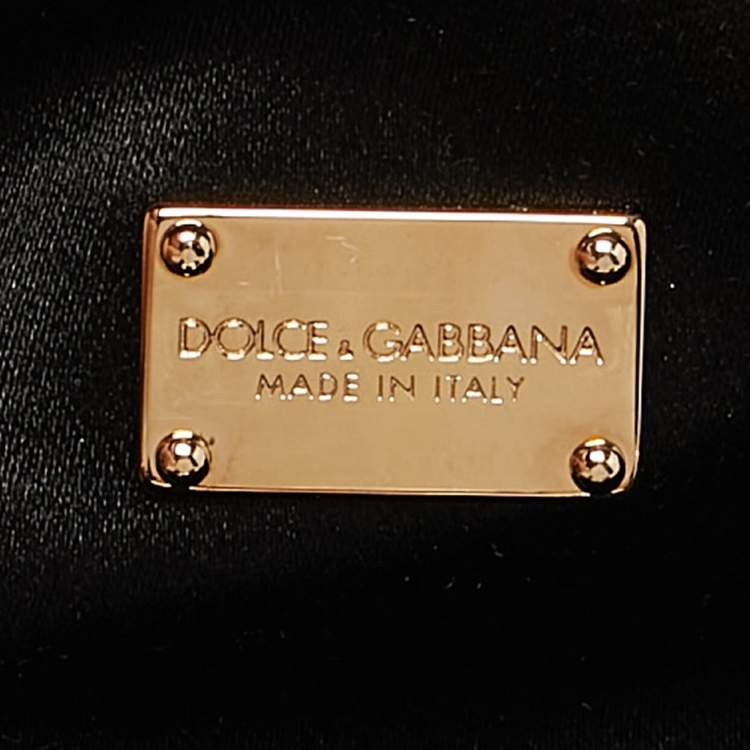 Pre Owned Dolce & Gabbana Black Velvet Crystals Embellished Frame Clutch Bag