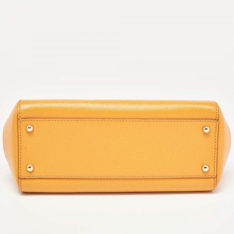 Pre Owned Dolce & Gabbana Orange Leather Medium Miss Sicily Top Handle Bag
