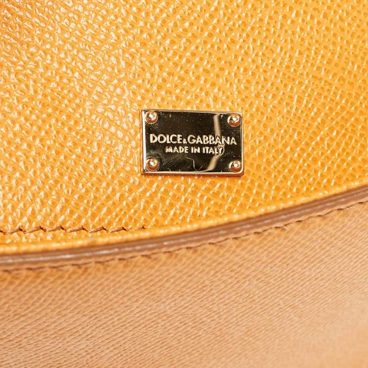 Pre Owned Dolce & Gabbana Orange Leather Medium Miss Sicily Top Handle Bag