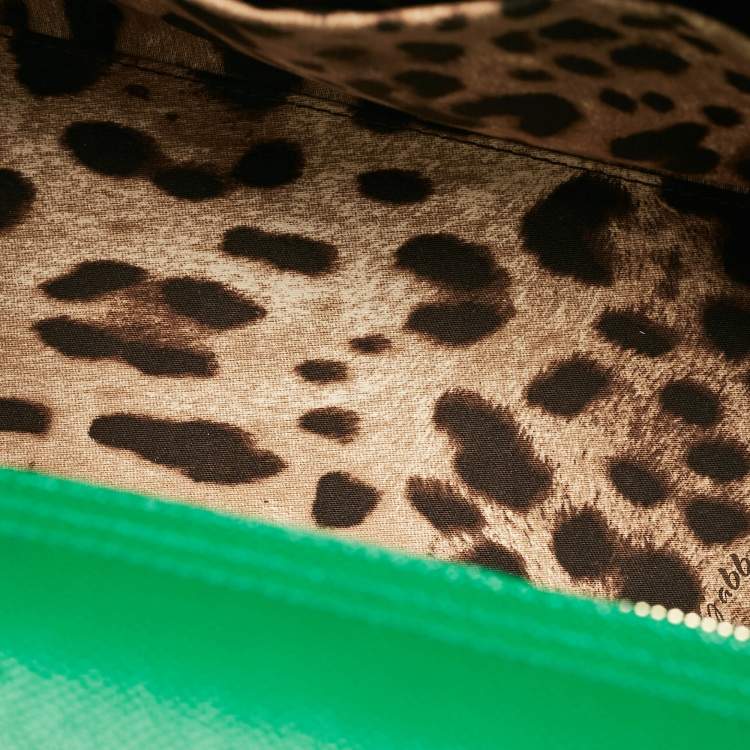 Pre Owned Dolce & Gabbana Green Leather Twist Lock Flap Top Handle Bag