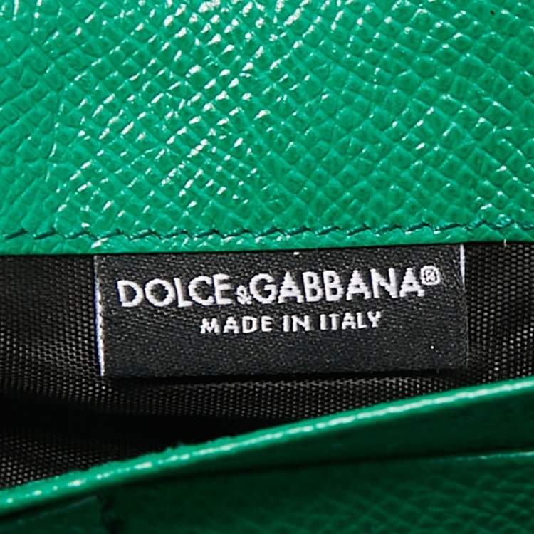 Pre Owned Dolce & Gabbana Green Leather Flap Continental Wallet