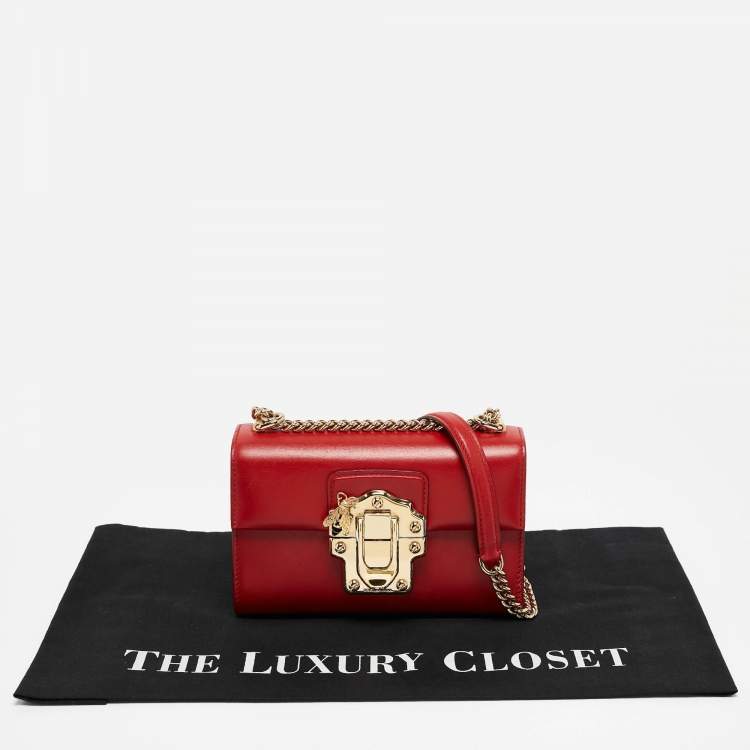 Pre Owned Dolce & Gabbana Red Leather Lucia Bee Shoulder Bag 