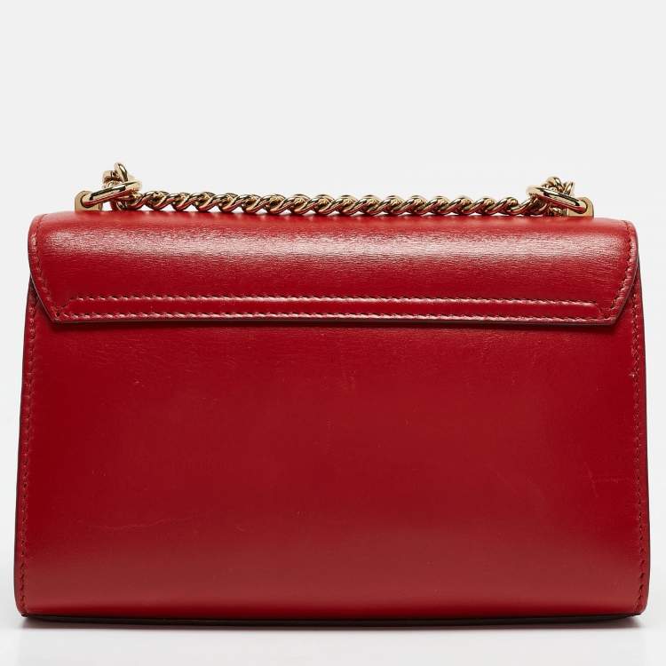 Pre Owned Dolce & Gabbana Red Leather Lucia Bee Shoulder Bag 