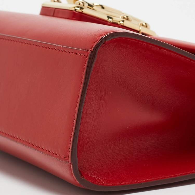 Pre Owned Dolce & Gabbana Red Leather Lucia Bee Shoulder Bag 