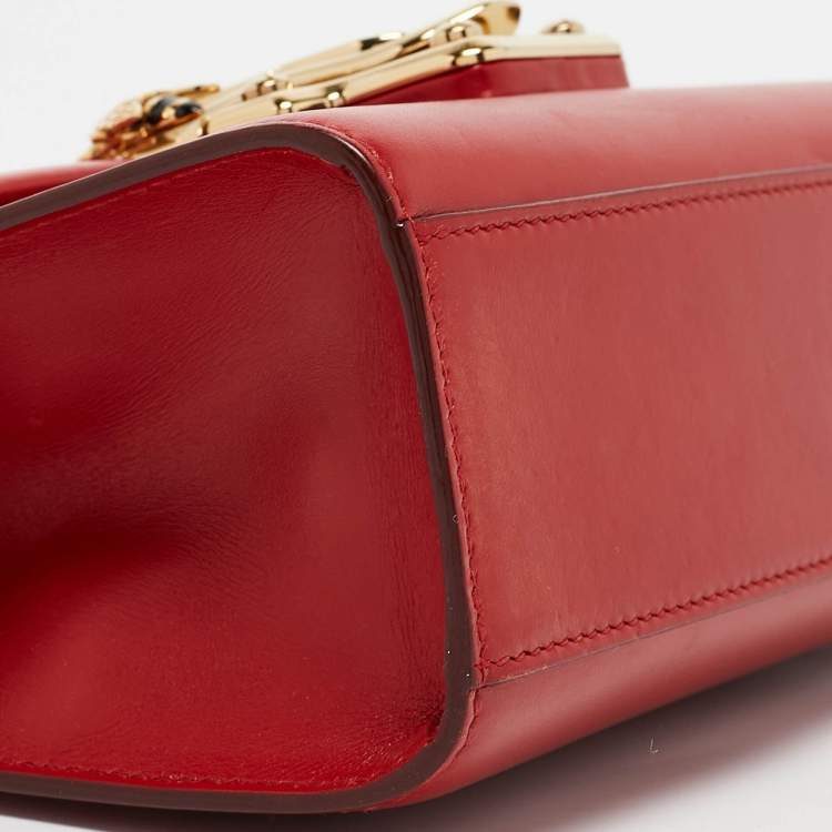 Pre Owned Dolce & Gabbana Red Leather Lucia Bee Shoulder Bag 