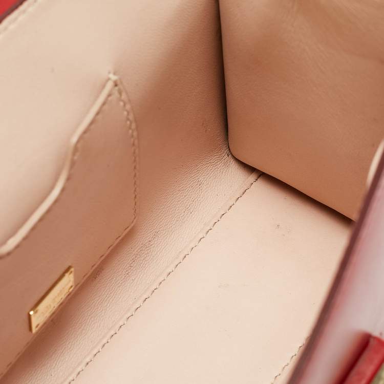 Pre Owned Dolce & Gabbana Red Leather Lucia Bee Shoulder Bag 