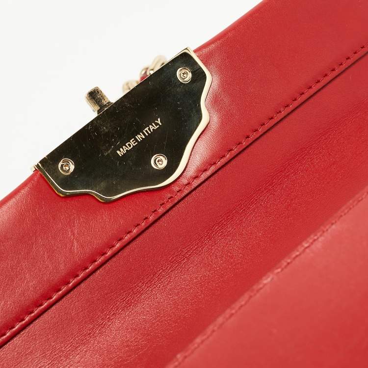 Pre Owned Dolce & Gabbana Red Leather Lucia Bee Shoulder Bag 
