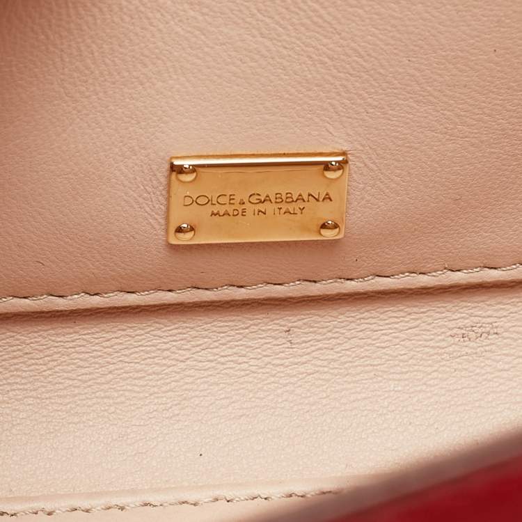Pre Owned Dolce & Gabbana Red Leather Lucia Bee Shoulder Bag 