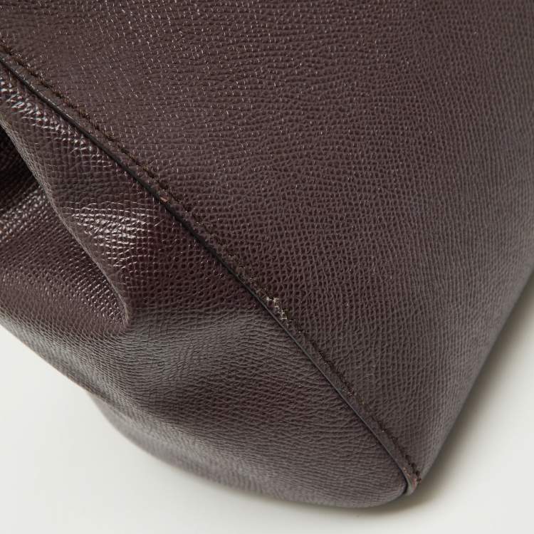 Pre Owned Dolce & Gabbana Dark Purple Leather Medium Miss Sicily Top Handle Bag