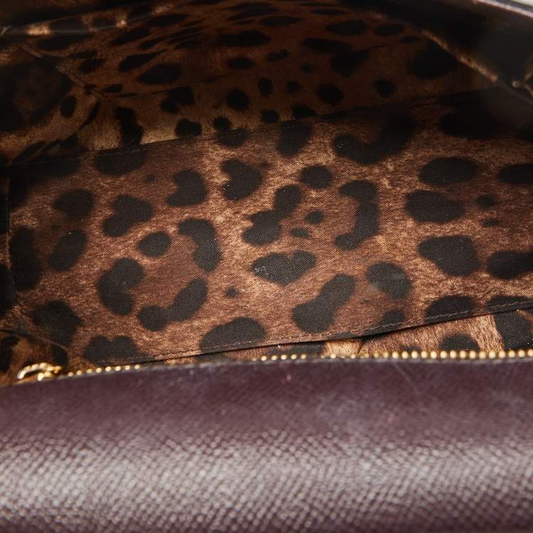Pre Owned Dolce & Gabbana Dark Purple Leather Medium Miss Sicily Top Handle Bag