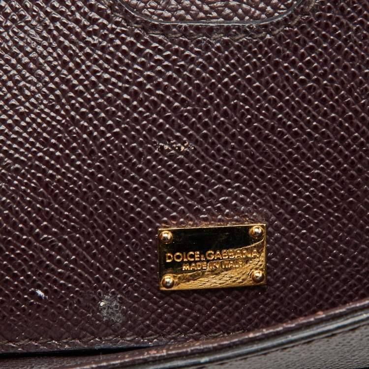 Pre Owned Dolce & Gabbana Dark Purple Leather Medium Miss Sicily Top Handle Bag