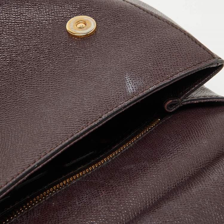 Pre Owned Dolce & Gabbana Dark Purple Leather Medium Miss Sicily Top Handle Bag