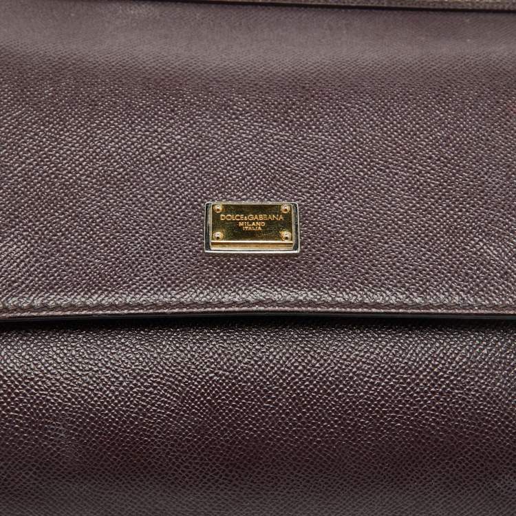 Pre Owned Dolce & Gabbana Dark Purple Leather Medium Miss Sicily Top Handle Bag