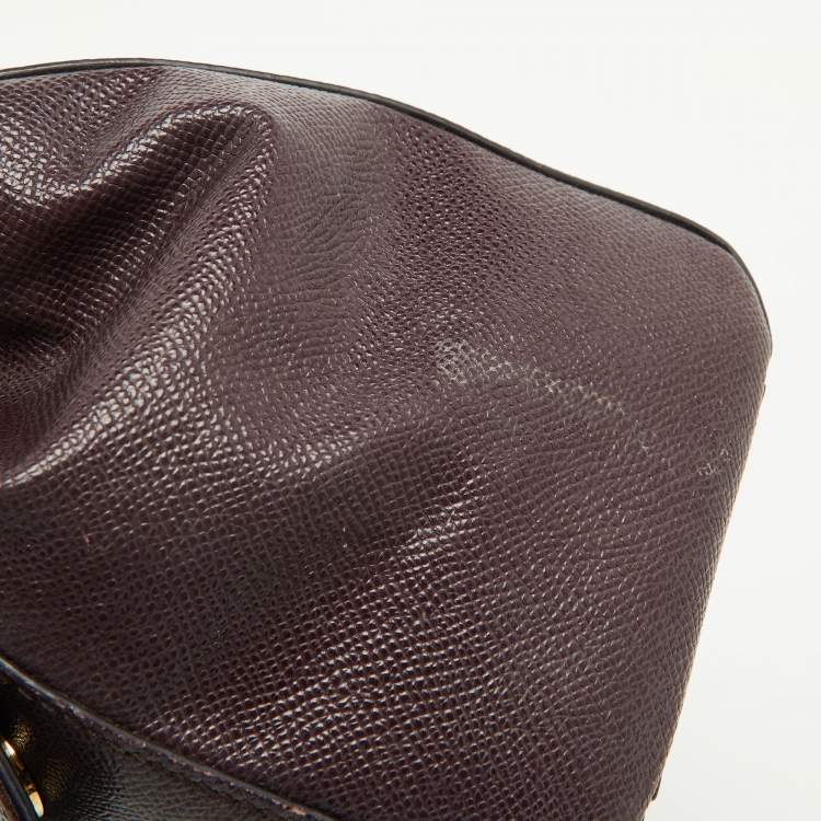 Pre Owned Dolce & Gabbana Dark Purple Leather Medium Miss Sicily Top Handle Bag
