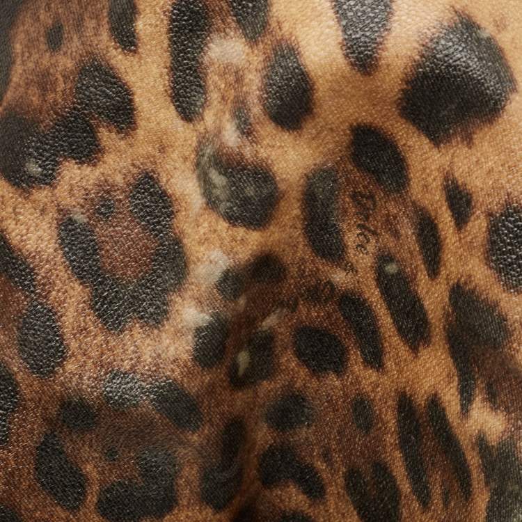 Pre Owned Dolce & Gabbana Burgundy Leopard Print Coated Canvas Miss Pocket Tote