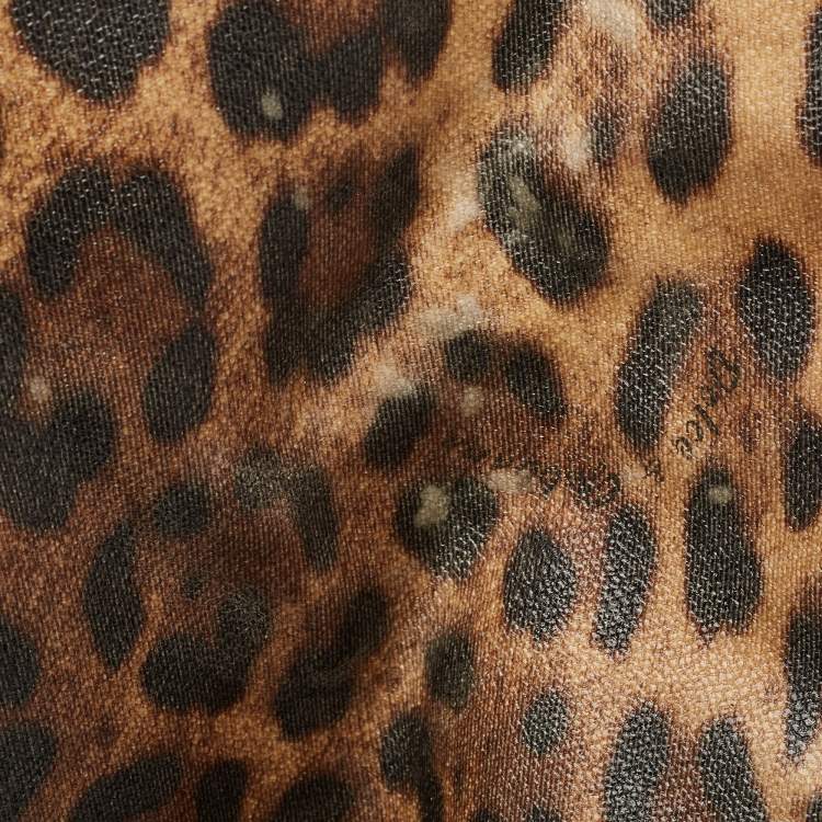 Pre Owned Dolce & Gabbana Burgundy Leopard Print Coated Canvas Miss Pocket Tote