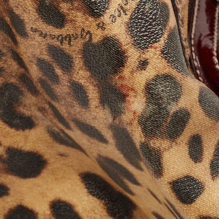Pre Owned Dolce & Gabbana Burgundy Leopard Print Coated Canvas Miss Pocket Tote