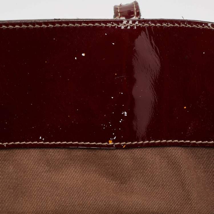 Pre Owned Dolce & Gabbana Burgundy Leopard Print Coated Canvas Miss Pocket Tote