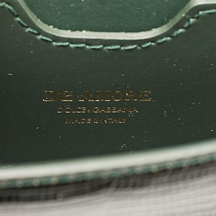 Pre Owned Dolce & Gabbana Green Lizard Embossed Leather Mini DG Amore Top Handle Bag