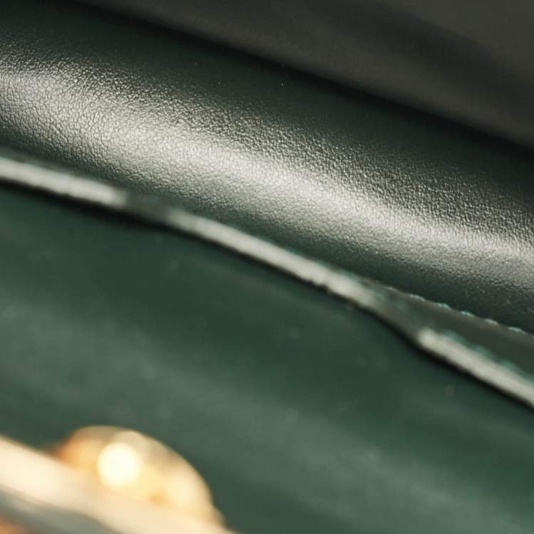Pre Owned Dolce & Gabbana Green Lizard Embossed Leather Mini DG Amore Top Handle Bag