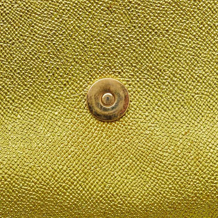 Pre Owned Dolce & Gabbana Metallic Green Leather Small Miss Sicily Top Handle Bag