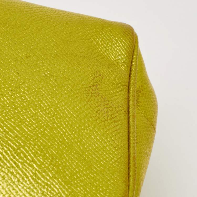 Pre Owned Dolce & Gabbana Metallic Green Leather Small Miss Sicily Top Handle Bag