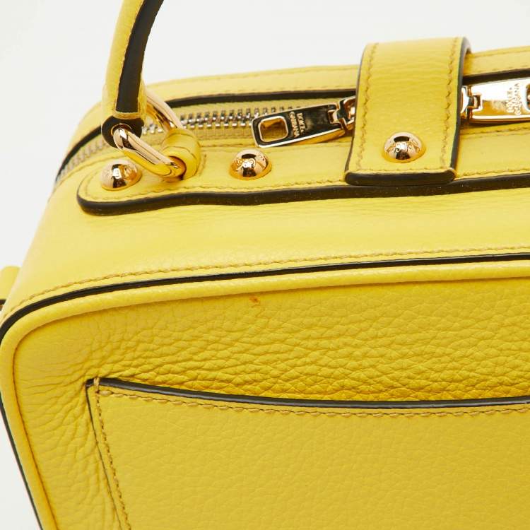 Pre Owned Dolce & Gabbana Yellow Leather Rosaria Box Top Handle Bag 