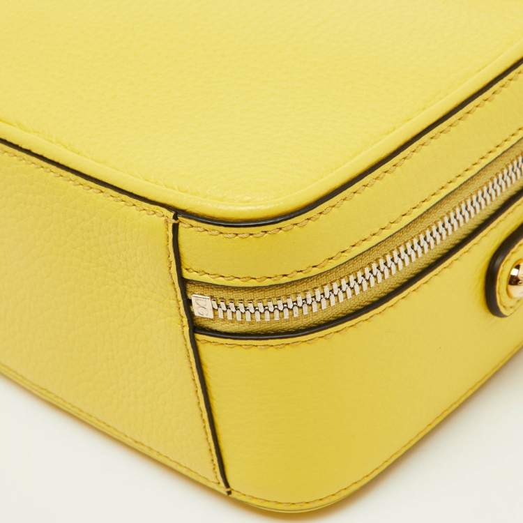 Pre Owned Dolce & Gabbana Yellow Leather Rosaria Box Top Handle Bag 