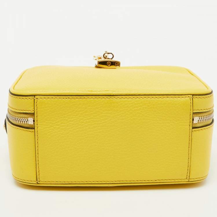 Pre Owned Dolce & Gabbana Yellow Leather Rosaria Box Top Handle Bag 