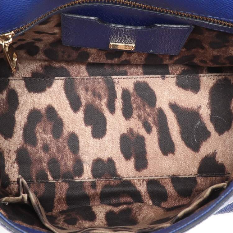 Pre Owned Dolce & Gabbana Blue Leather Medium Miss Sicily Top Handle Bag