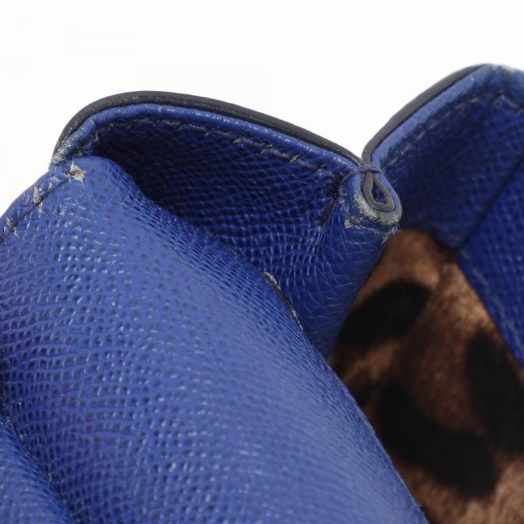 Pre Owned Dolce & Gabbana Blue Leather Medium Miss Sicily Top Handle Bag