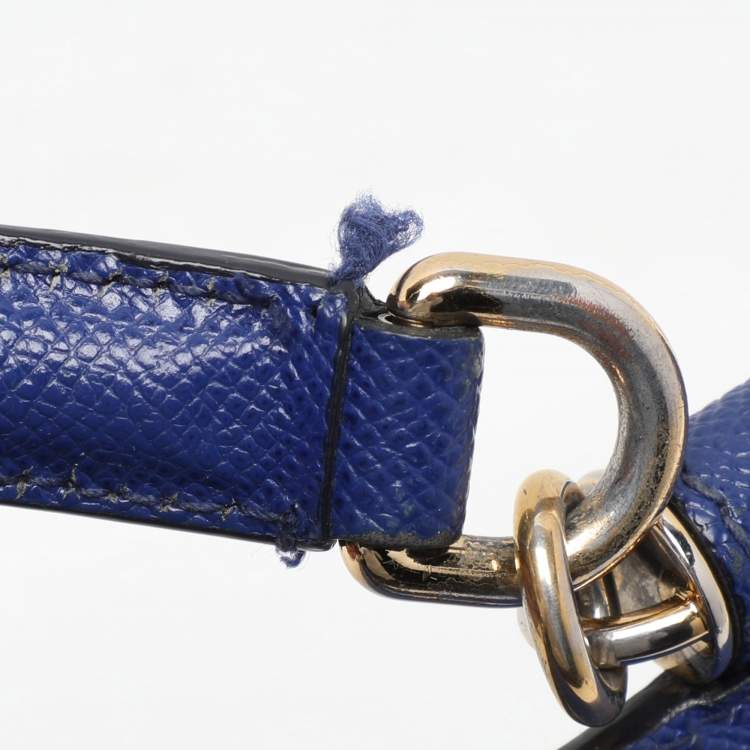 Pre Owned Dolce & Gabbana Blue Leather Medium Miss Sicily Top Handle Bag