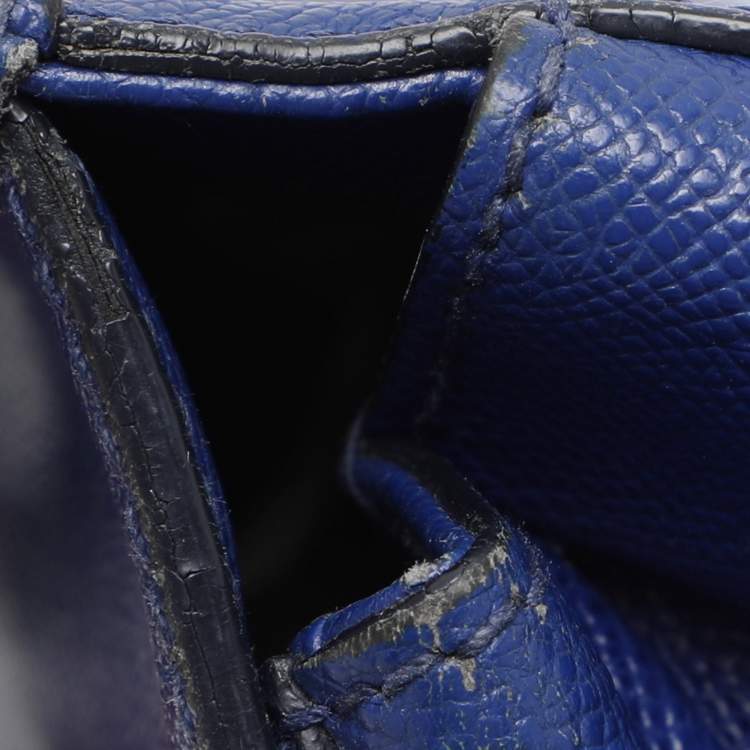 Pre Owned Dolce & Gabbana Blue Leather Medium Miss Sicily Top Handle Bag