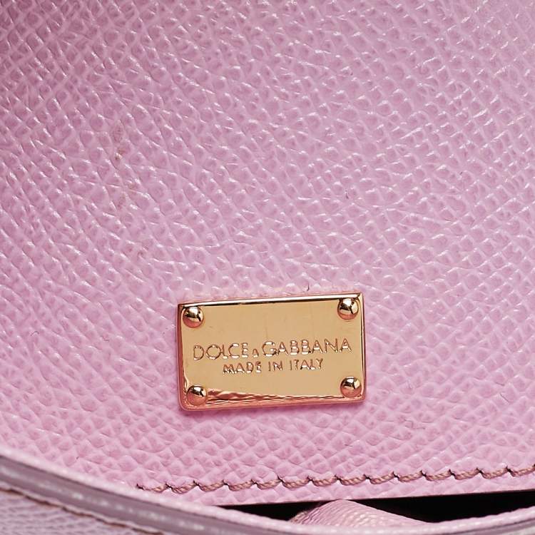 Pre Owned Dolce & Gabbana Lilac Leather Medium Miss Sicily Top Handle Bag