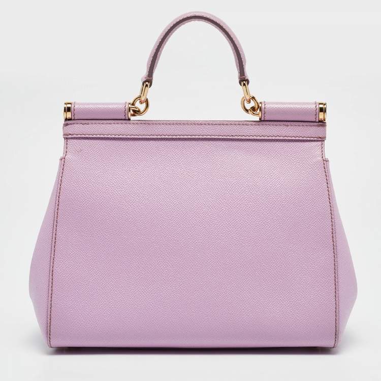 Pre Owned Dolce & Gabbana Lilac Leather Medium Miss Sicily Top Handle Bag