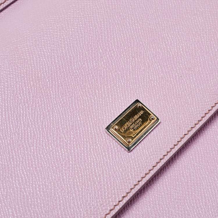 Pre Owned Dolce & Gabbana Lilac Leather Medium Miss Sicily Top Handle Bag