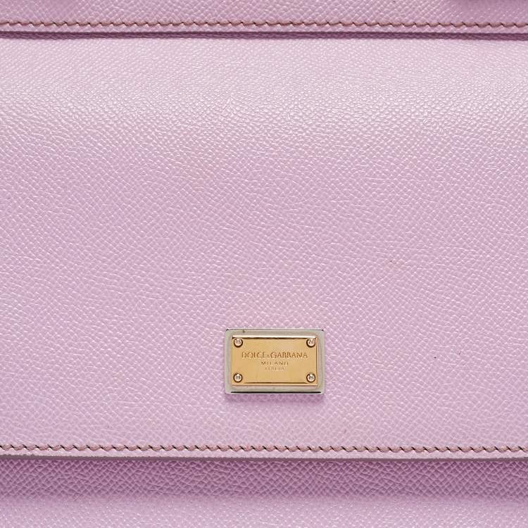 Pre Owned Dolce & Gabbana Lilac Leather Medium Miss Sicily Top Handle Bag